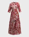 Samantha Sung Eden Tiered Botanical-print Cotton Maxi Dress In Multi