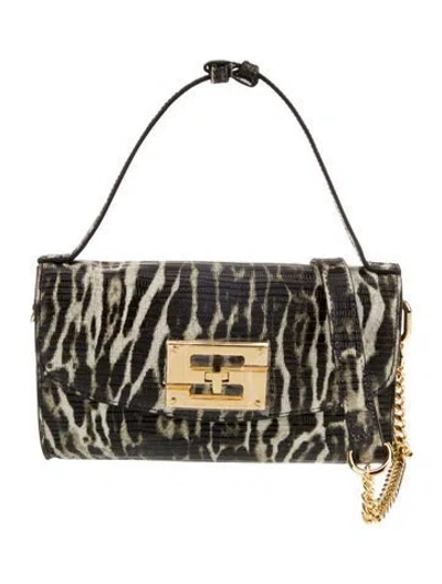 Pre-owned Samantha Sung Embossed Leather Crossbody Bag In Black
