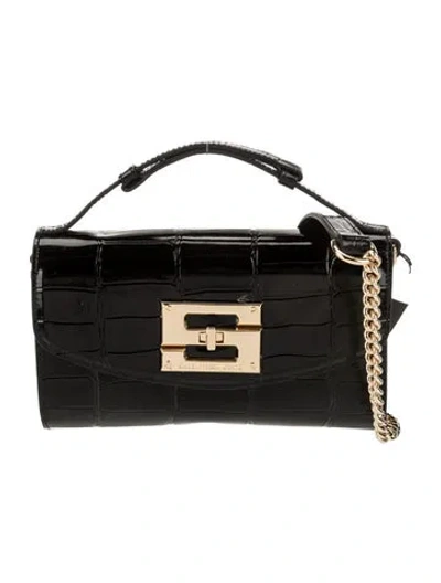 Pre-owned Samantha Sung Embossed Leather Crossbody Bag In Black