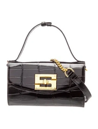 Pre-owned Samantha Sung Embossed Leather Crossbody Bag W/ Tags In Black