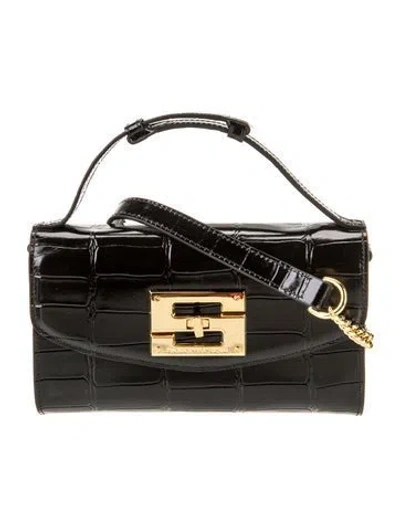Pre-owned Samantha Sung Embossed Leather Shoulder Bag In Black