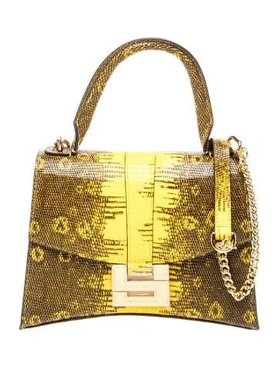 Pre-owned Samantha Sung Embossed Leather Shoulder Bag In Yellow