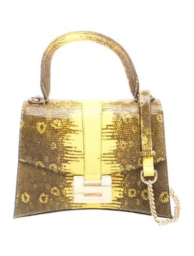 Pre-owned Samantha Sung Embossed Leather Top Handle Bag In Black