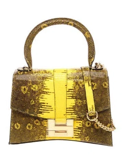 Pre-owned Samantha Sung Embossed Leather Top Handle Bag W/ Tags In Yellow
