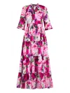 Samantha Sung Eva Rose-print Tiered Midi Dress In Pink