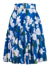 Samantha Sung Floral-pattern A-line Midi-skirt In Blue