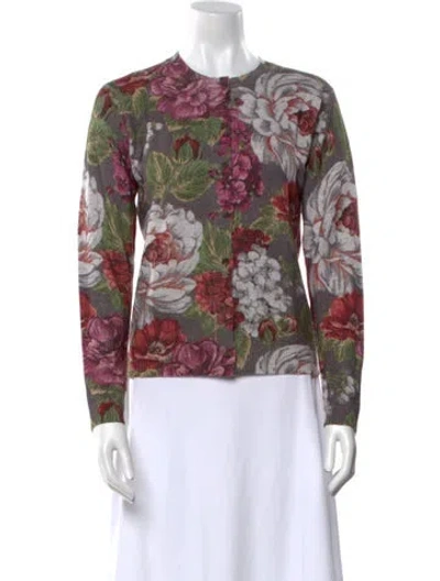 Pre-owned Samantha Sung Floral Print Crew Neck Sweater In Multi
