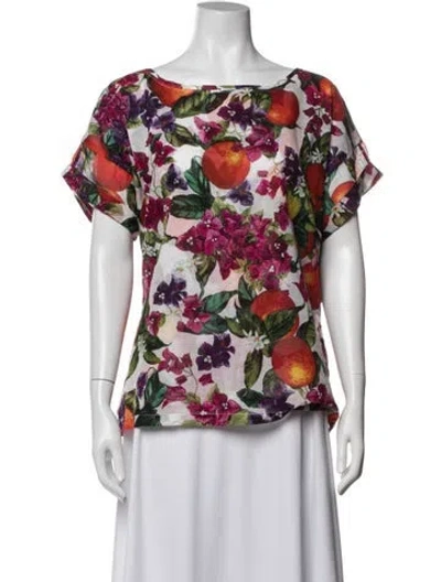 Pre-owned Samantha Sung Floral Print Crew Neck Top W/ Tags In Multicolor