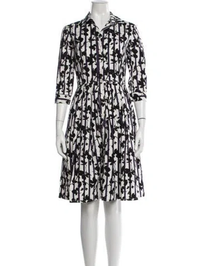 Pre-owned Samantha Sung Floral Print Knee-length Dress In Black