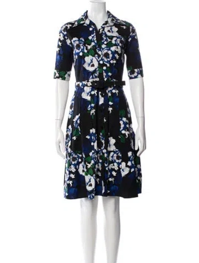 Pre-owned Samantha Sung Floral Print Knee-length Dress In Black
