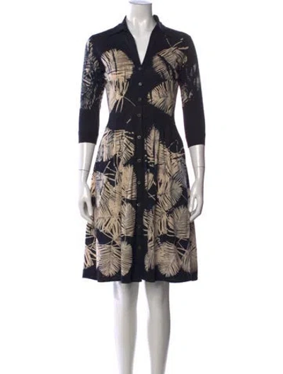 Pre-owned Samantha Sung Floral Print Knee-length Dress In Black