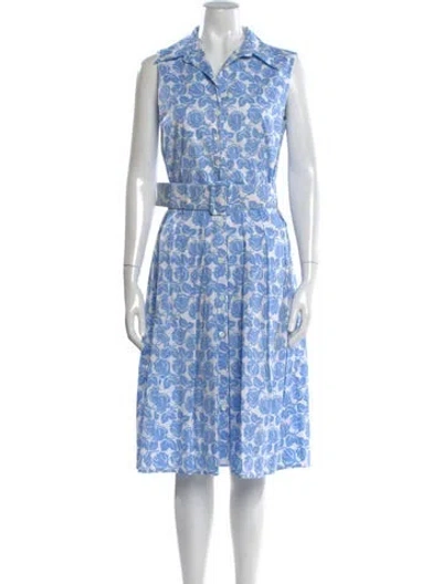 Pre-owned Samantha Sung Floral Print Knee-length Dress In Blue