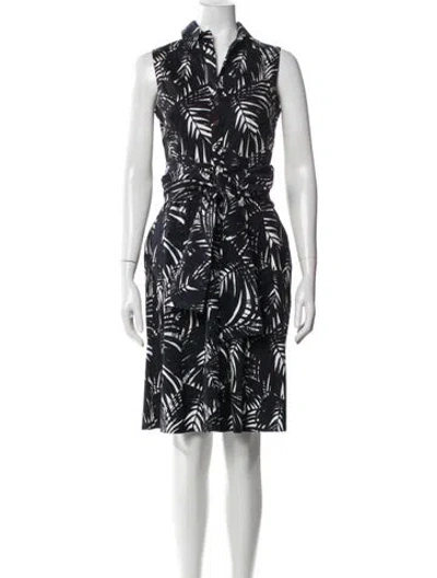 Pre-owned Samantha Sung Floral Print Knee-length Dress In Blue