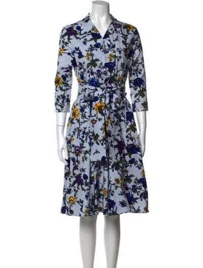 Pre-owned Samantha Sung Floral Print Knee-length Dress In Blue
