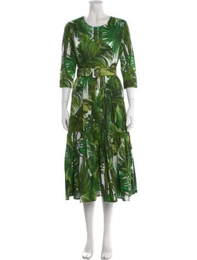 Pre-owned Samantha Sung Floral Print Knee-length Dress In Green