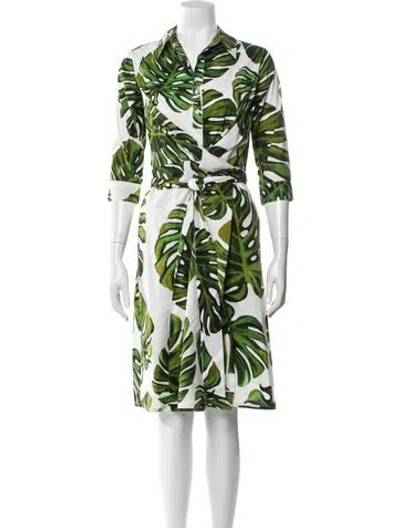 Pre-owned Samantha Sung Floral Print Knee-length Dress In Green