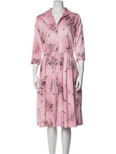 Pre-owned Samantha Sung Floral Print Knee-length Dress In Grey/pink