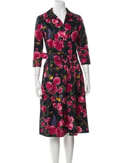 Pre-owned Samantha Sung Floral Print Knee-length Dress In Multi