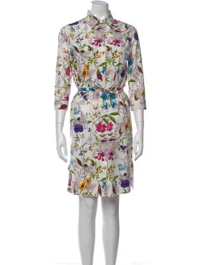 Pre-owned Samantha Sung Floral Print Knee-length Dress In Neutral