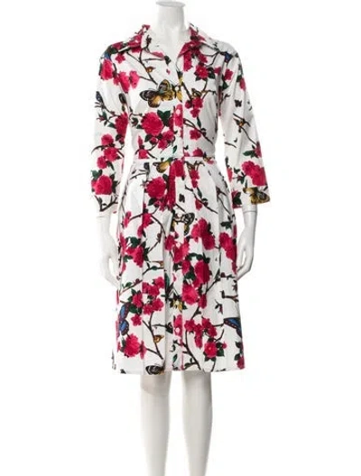 Pre-owned Samantha Sung Floral Print Knee-length Dress In Neutral