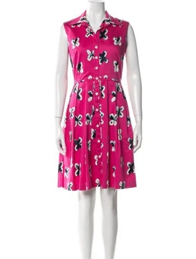 Pre-owned Samantha Sung Floral Print Knee-length Dress In Pink