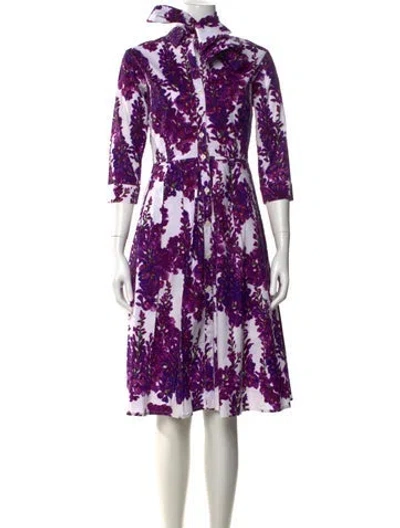 Pre-owned Samantha Sung Floral Print Knee-length Dress In Purple
