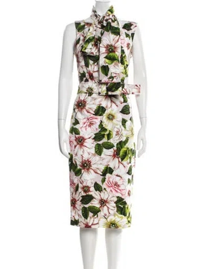 Pre-owned Samantha Sung Floral Print Knee-length Dress W/ Tags In Pink