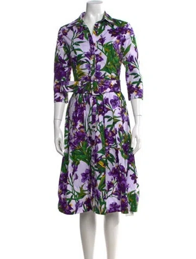 Pre-owned Samantha Sung Floral Print Knee-length Dress W/ Tags In Purple