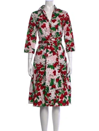 Pre-owned Samantha Sung Floral Print Knee-length Dress W/ Tags In Red
