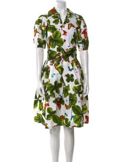 Pre-owned Samantha Sung Floral Print Knee-length Dress W/ Tags In White
