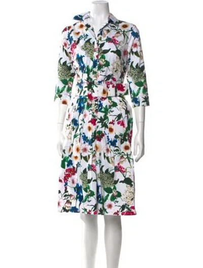 Pre-owned Samantha Sung Floral Print Knee-length Dress W/ Tags In White