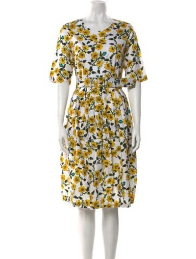 Pre-owned Samantha Sung Floral Print Knee-length Dress W/ Tags In Yellow
