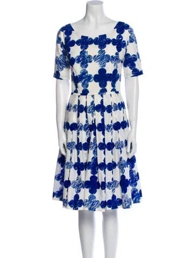 Pre-owned Samantha Sung Floral Print Knee-length Dress In White