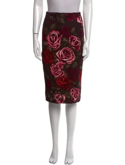 Pre-owned Samantha Sung Floral Print Knee-length Skirt In Black