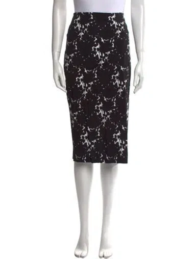 Pre-owned Samantha Sung Floral Print Knee-length Skirt In Black