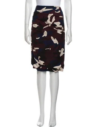 Pre-owned Samantha Sung Floral Print Knee-length Skirt In Burgundy
