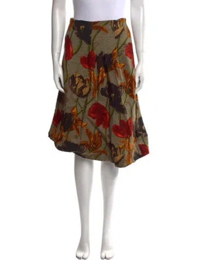 Pre-owned Samantha Sung Floral Print Knee-length Skirt In Neutral