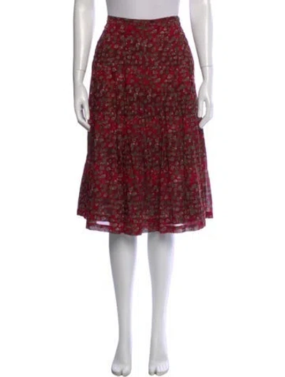 Pre-owned Samantha Sung Floral Print Knee-length Skirt In Red