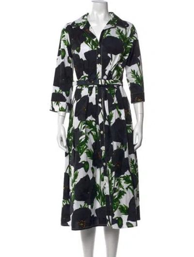 Pre-owned Samantha Sung Floral Print Long Dress In Blue