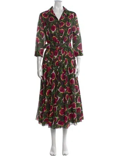 Pre-owned Samantha Sung Floral Print Long Dress In Gray