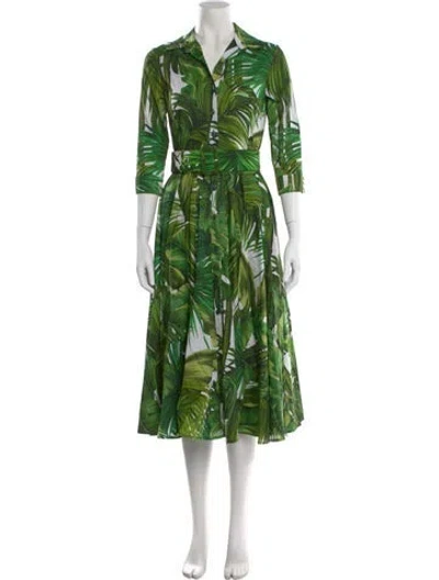 Pre-owned Samantha Sung Floral Print Long Dress In Green