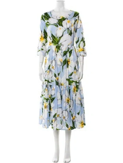 Pre-owned Samantha Sung Floral Print Long Dress In Multi