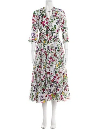 Pre-owned Samantha Sung Floral Print Long Dress In Multi