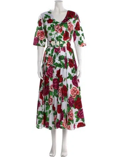 Pre-owned Samantha Sung Floral Print Long Dress In Multi