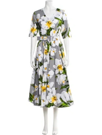 Pre-owned Samantha Sung Floral Print Long Dress In Multi