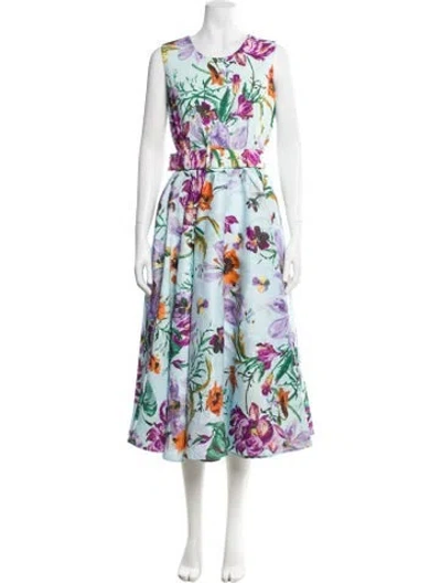 Pre-owned Samantha Sung Floral Print Long Dress In Multi