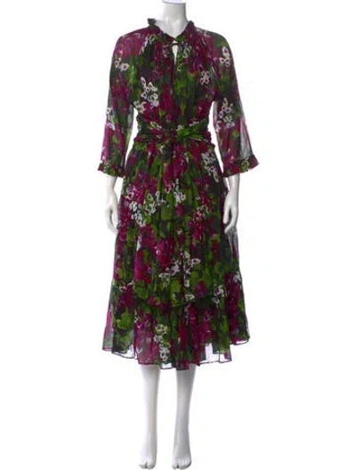 Pre-owned Samantha Sung Floral Print Long Dress In Multi