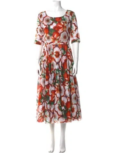 Pre-owned Samantha Sung Floral Print Long Dress In Orange