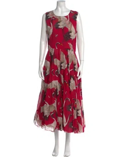 Pre-owned Samantha Sung Floral Print Long Dress In Pink