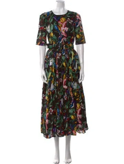 Pre-owned Samantha Sung Floral Print Long Dress W/ Tags In Black